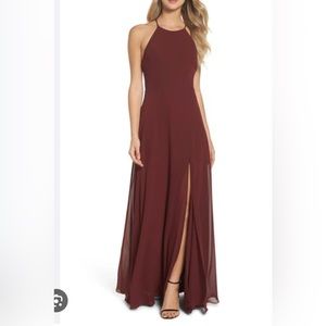 Jenny Yoo Kayla A-Line Halter Bridesmaids Gown - Hibiscus